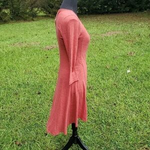 NWT NATION High-low long sleeve midi t-shirt dress red